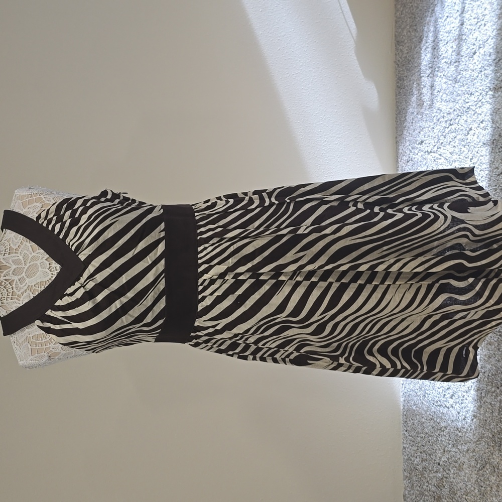 OSCAR DE LA RENTA Zebra Print Sleeveless Midi Dress